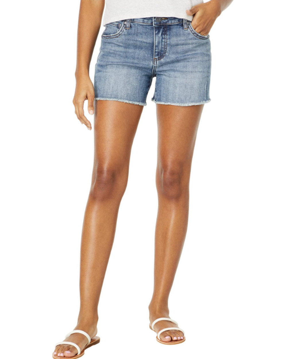 KUT FROM THE KLOTH Women's Gidget Fray Denim Shorts Size 8 Consolidated Blue NWT